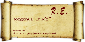 Rozgonyi Ernő névjegykártya